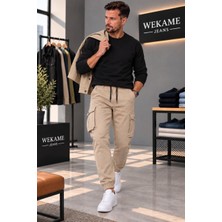 Wkm Erkek Gabardin Slim Fit Lastikli Kargo Pantolon