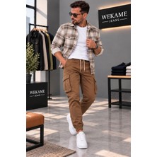 Wkm Erkek Gabardin Slim Fit Lastikli Kargo Pantolon