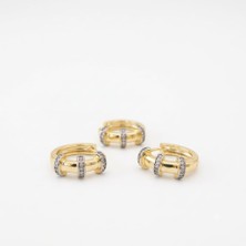 Diva Viva - Gold Kaplama Pirinç 3lü Halka Küpe Set