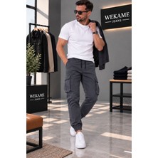 Wkm Erkek Gabardin Slim Fit Lastikli Kargo Pantolon