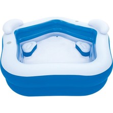 Bestway Şişme Çocuk Havuzu Seti 213 x 207 x 69 cm  54153 Mavi Vinil Plastik Konforlu Kullanım