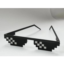 3D Baskı Gezegeni Katlanır Saplı Thug Life Piksel Gözlük - Eğlenceli Siyah Parti, Fotoğraf & Tiktok Aksesuarı