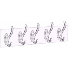 Bibizde 5 Li Yapışkanlı Şeffaf Duvar Askısı Banyo Mutfak Düzenleyici Askı Pratik Kanca Askılık