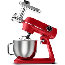 Karaca Multichef Artisan Digital Ekran Tam Döküm Kıyma Aparatlı Hamur Yoğurma Makinesi Red 1200W 7l