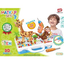 Birlik Oyuncak Eğitici Matkaplı Creative Puzzle 340 Parça 3D STEM Mühendislik Temalı Beyaz Set
