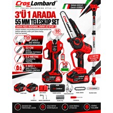 Cros Lombard Milano Seri 55 mm Dijital Makas + 22 cm Otomatik Yağlamalı Dijital Testere +2.2 mt Teleskop Süper Bahçe Seti