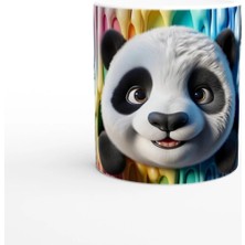 Meschain Meschaın Renkli Damlaların Arasından Bakan Sevimli Panda Temalı Baskılı Kupa Bardak