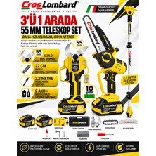 Cros Lombard Genoa Seri 55 mm Dijital Makas + 22 cm Otomatik Yağlamalı Testere + 2.2 mt Teleskop Süper Bahçe Seti Çantalı