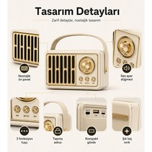 Hiltech Retro Kablosuz Hoparlör Fm Radyo USB Destekli Taşınabilir Askılı Şarjlı Bluetooth