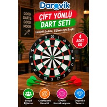 Ases Store Çift Taraflı Dart Tahtası Seti 4 Çelik Oklu Dart Hedef Tahtası Oyunu Takımı
