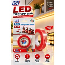 Ellante LED Yapıştırma Bandı 6 Metre 10 mm Şeffaf Çift Taraflı Güçlü LED Şerit Sabitleme Bandı