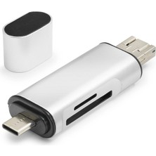 Alvenda Home USB Type-C Otg Kart Okuyucu Sd Microsd 480 Mbps Gri HDX7053