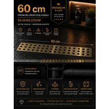 Ralken 60 cm Lineer Dikdörtgen Duş Kanalı Antik Eskitme Renk Paslanmaz Çelik Gider | Koku Önleyici Kendinden Sifonlu | Rustik Fırçalı Kare Delikli Izgara Banyo Gideri Süzgeç