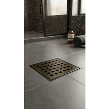 Ralken Antik Yer Süzgeci Kare 10X10 cm – 50'lik 360° Dönebilen - Yandan Çıkışlı – Banyo, Balkon, Teras, Duş Su Gideri - Antik Eskitme Renk - Yer Sifonu - Paslanmaz