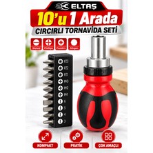Ellante Eltaş 10’u 1 Arada Cırcırlı Tornavida Seti – Değiştirilebilir Uçlu Ergonomik Tornavida