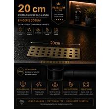 Ralken 20 cm Lineer Dikdörtgen Duş Kanalı Antik Eskitme Renk Paslanmaz Çelik Gider | Koku Önleyici Kendinden Sifonlu | Rustik Fırçalı Kare Delikli Izgara Banyo Gideri Süzgeç