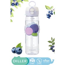 Diller 520ML Yeni Meyveler Serisi Silikon Meyve Desenli Gövde Kaplamalı ve Kulplu Pipetli/pipetsiz Kullanım Sızdırmaz Tritan Gövdeli Çocuk Su Matarası Suluğu Bpa Yok Koku Yok.