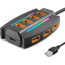 Gees Global USB Gaming Rgb Hub 10 Port 480 Mbps 1.2 M Siyah HDX7036