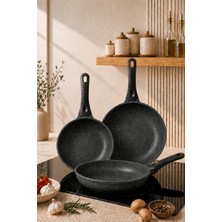 Belirtilmemiş Enza Triforge 3'lü Gri Döküm Tava Seti 20-24-28 cm
