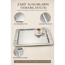 Belirtilmemiş Enza Datça 36 cm Metal Çay, Kahvaltı Sunum Tepsisi Diktörtgen
