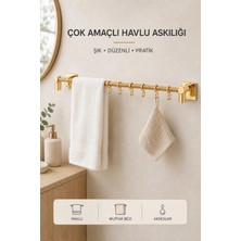 Belirtilmemiş Enza Vidasız Montaj Duvar Rayı Dekoratif Plastik Mutfak Havlu Askısı 8'li Askı 52 cm