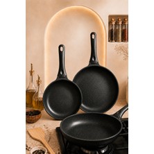 Belirtilmemiş Enza Triforge 3'lü Siyah Döküm Tava Seti 20-24-28 cm