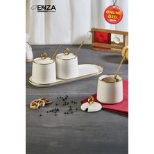 Belirtilmemiş Enza Safir Standlı Porselen Gold Baharat Takımı 10 Parça
