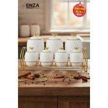Belirtilmemiş Enza Yıldız Standlı Porselen Baharat Takımı 15 Parça
