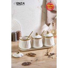 Belirtilmemiş Enza Lale Beyaz Standlı Porselen Baharat Takımı 10 Parça