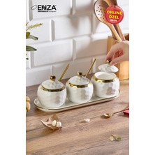 Belirtilmemiş Enza Nergis Standlı Porselen Baharat Takımı 10 Parça
