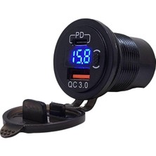 Babarvy Voltmetreli Type-C ve USB Girişi Butonlu Kapaklı