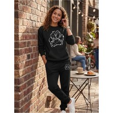 Woodroffe Unisex Kaliforniya Baskılı Bisiklet Yaka Eşofman Takımı Oversize