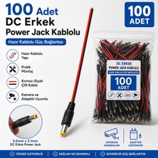 Karer 100 Adet DC Erkek Power Jack Kablolu 5.5x2.1mm – CCTV Güvenlik Kamera Adaptör Güç Bağlantı Kablosu