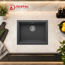 Real Stone K012 Gordion 60 Antrasit Granit Mutfak Eviyesi 60×47.5 cm