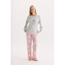 Etoile %100 Pamuk Kumaş Uzun Kol Çiçek Desenli Pijama Takımı 27203-27204
