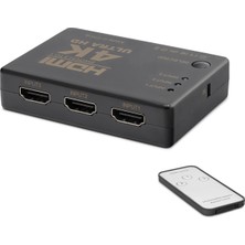 TKÇ HDMI Switch 4K Kumandalı 3 In 1 Out - Siyah HDX1308