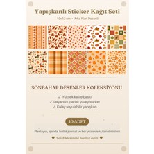 MindPad Studio 10'lu Sonbahar Vibes Arka Plan Sticker Seti | Balkabağı ve Sonbahar Yaprakları Desenli Ajanda Sticker