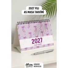 Eldesen Tasarım 2027 Masa Takvimi Spiralli A5 (21X16CM) Büyük Boy / Resmi Tatiller ve Hafta Sonları / 12 Aylık