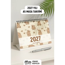 Eldesen Tasarım 2027 Masa Takvimi Spiralli A5 (21X16CM) Büyük Boy / Resmi Tatiller ve Hafta Sonları / 12 Aylık
