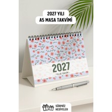 Eldesen Tasarım 2027 Spiralli A5 Masa Takvimi Büyük Boy 1 Adet 21X16CM Resmi Tatiller ve Hafta Sonları