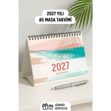 Eldesen Tasarım 2027 Büyük Boy Spiralli A5 Masa Takvimi 1 Adet Resmi Tatiller ve Hafta Sonları