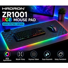 Hadron ZR1001 Mavi Petek Desenli Rgb Ledli Mouse Pad 300 x 800 mm