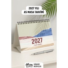 Eldesen Tasarım 2027 Masa Takvimi Spiralli A5 (21X16CM) Büyük Boy / Resmi Tatiller ve Hafta Sonları / 12 Aylık