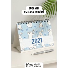 Eldesen Tasarım 2027 Büyük Boy Spiralli A5 Masa Takvimi 1 Adet Resmi Tatiller ve Hafta Sonları