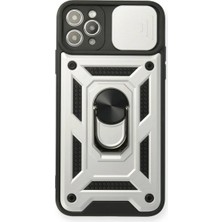 aklow akyoleticaret iPhone 11 Pro Kılıf Pars Lens Yüzüklü Silikon - Gümüş
