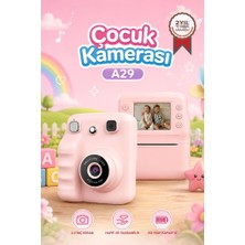Torima Dijital Fotoğraf Makinesi Çocuk Termal Resim Baskılı Yazıcı Kamera Video Makinesi A29 Pembe