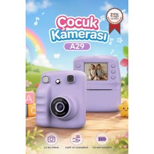 Torima Dijital Fotoğraf Makineleri Çocuk Termal Resim Kağıt Baskılı Yazıcı Kamera Video Makinesi A29 Mor