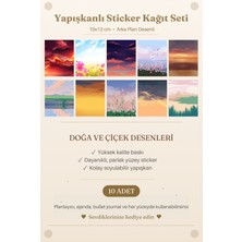 MindPad Studio 10'lu Doğa ve Çiçek Esintisi Arka Plan Sticker Seti, Bullet Journal ve Ajanda Süsleme Çıkartması