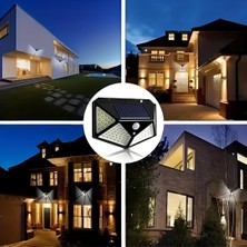Store 100 LED Solar Güneş Enerjili Dış Mekan Duvar Lambası - Hareket Sensörlü Su Geçirmez Bahçe Aydınlatması, 3 Modlu 120 Derece Geniş Açılı Projektör Aplik