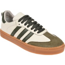Floor Hakiki Deri Kadın Spor Ayakkabı Sneaker MAK-3020 Bej Haki